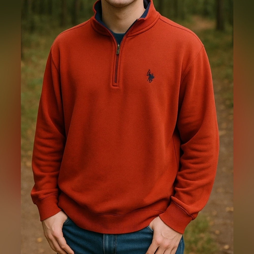 U.S. Polo Assn Red Quarter Zip Textured Sweater 2XLT Big And Tall NWT